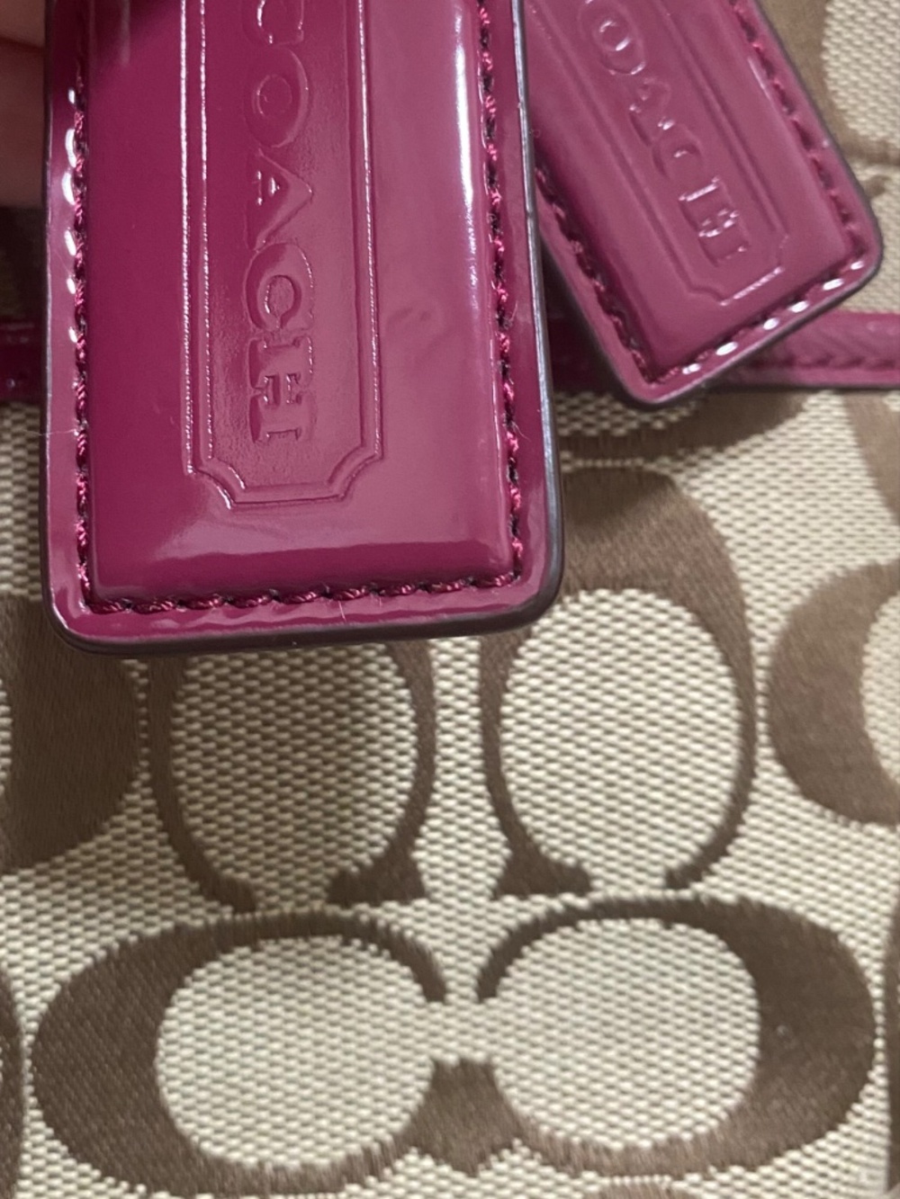 Coach Signature Stripe Python Print Color Raspberry F25706 Bag - Picture 11 of 11
